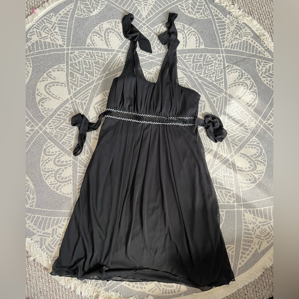 Sweet Storm medium black halter mini dress new